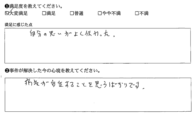 自分の思いが伝わりました